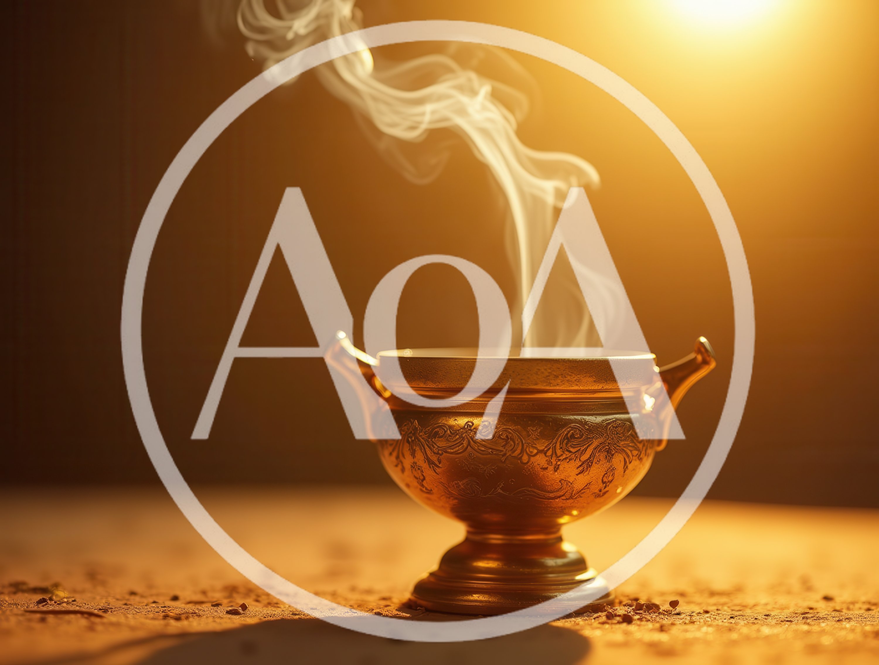 Golden Incense Burner With Rising Smoke