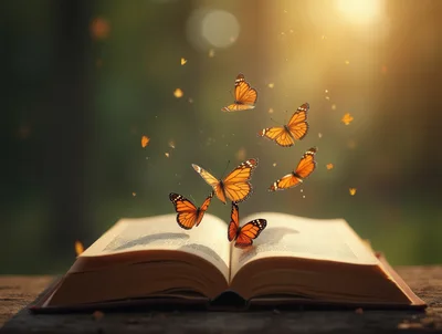Monarch Butterflies Emerging From An Open Book