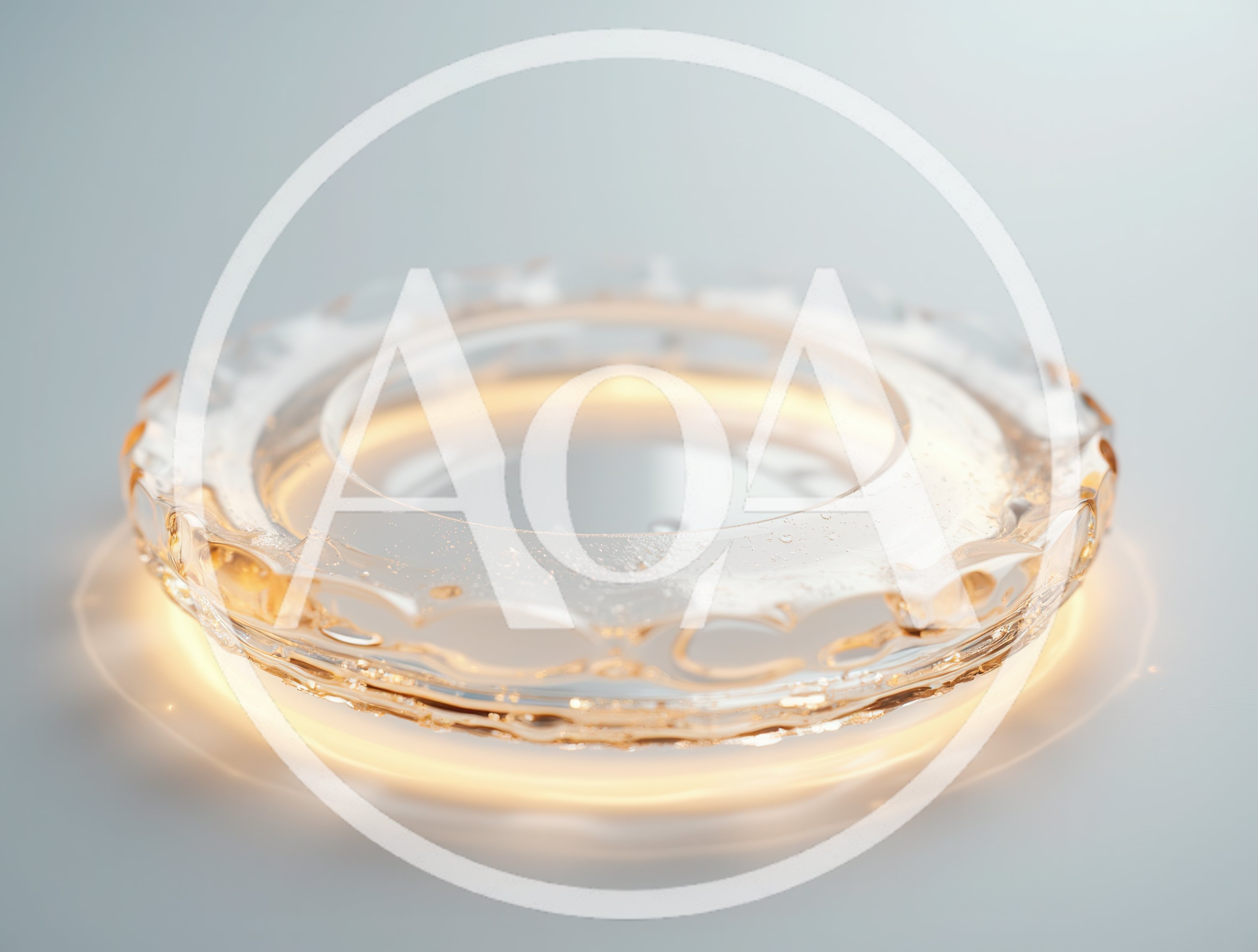 Abstract Glass Ring With Glowing Golden Light
