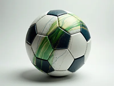 Soccer Ball With Green And White Marble Pattern