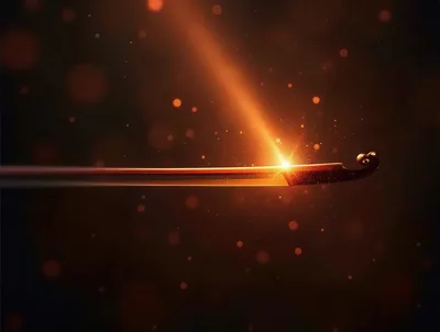 Glowing Violin Bow Tip With Cinematic Light Beam