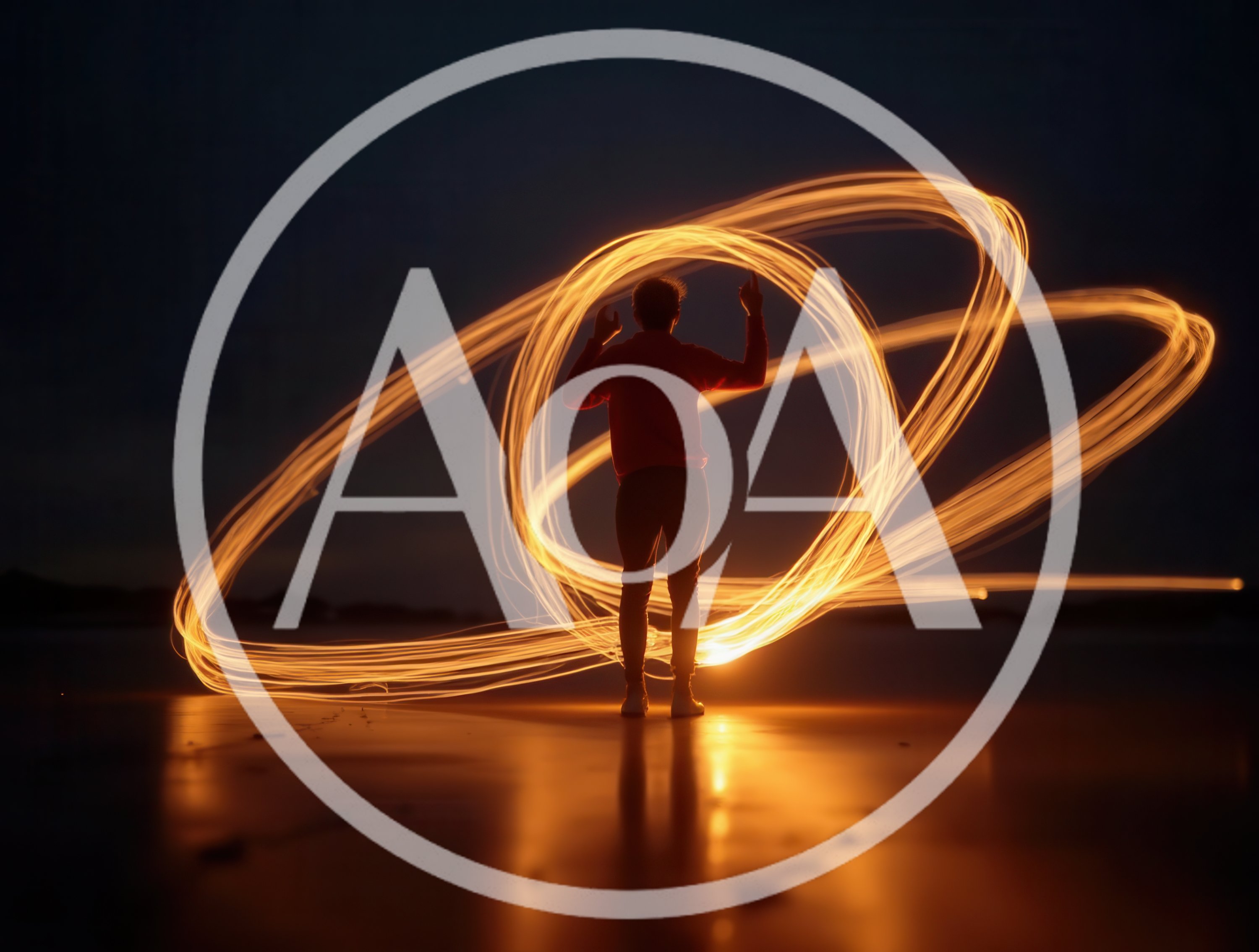 Person Creating Light Painting Orbs On Beach At Night