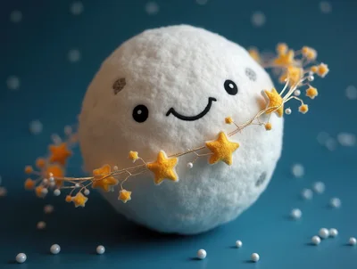 Cute Felt Moon Plush With Star Garland