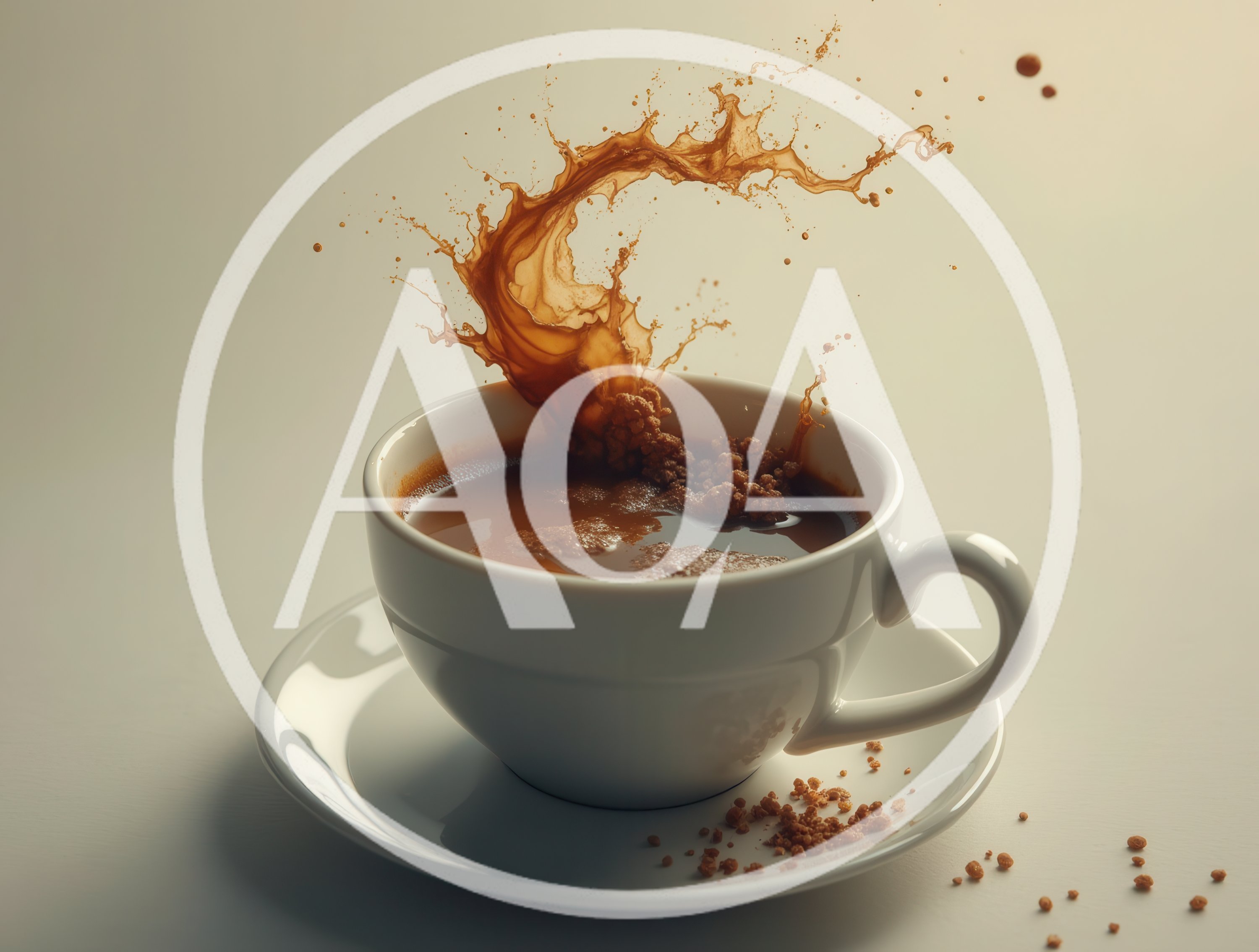 Coffee Splashing Out Of A White Ceramic Cup