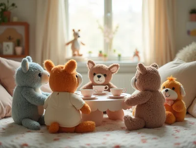 Stuffed Animals Having A Tea Party