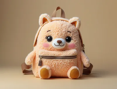 Cute Fluffy Bear Shaped Backpack