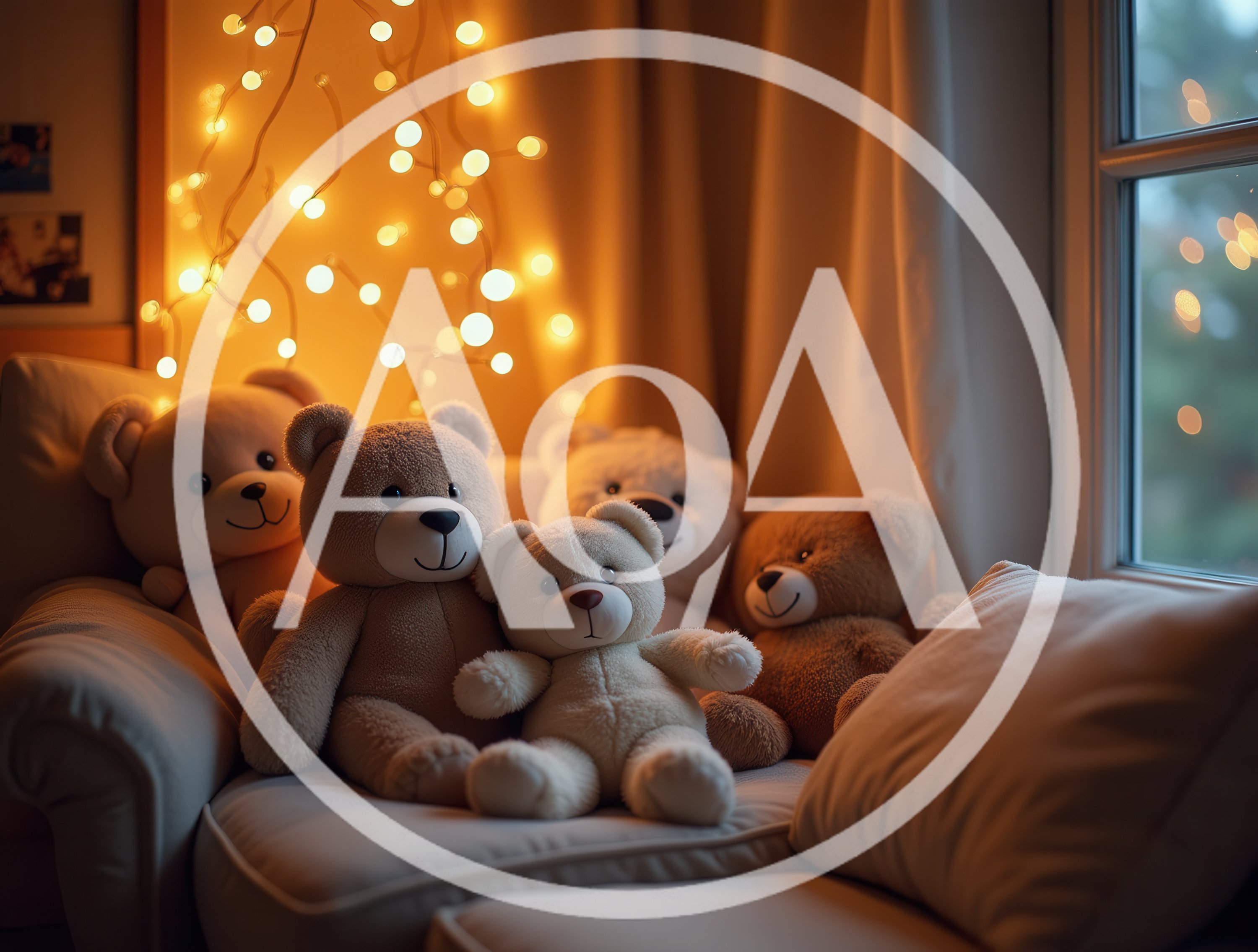 Group Of Teddy Bears Sitting On A Cozy Sofa