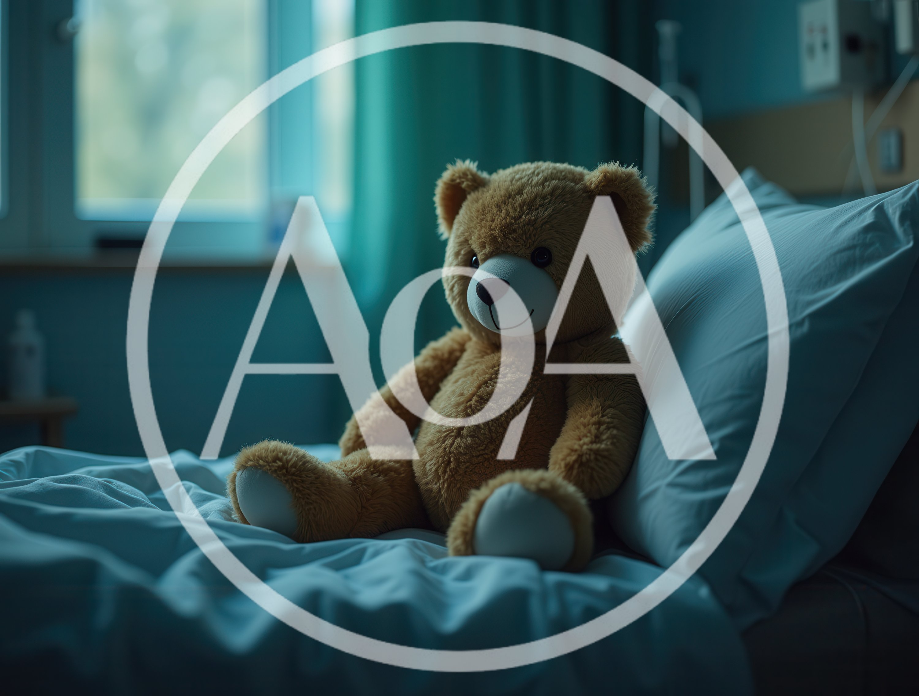 Teddy Bear Sitting Alone On A Hospital Bed