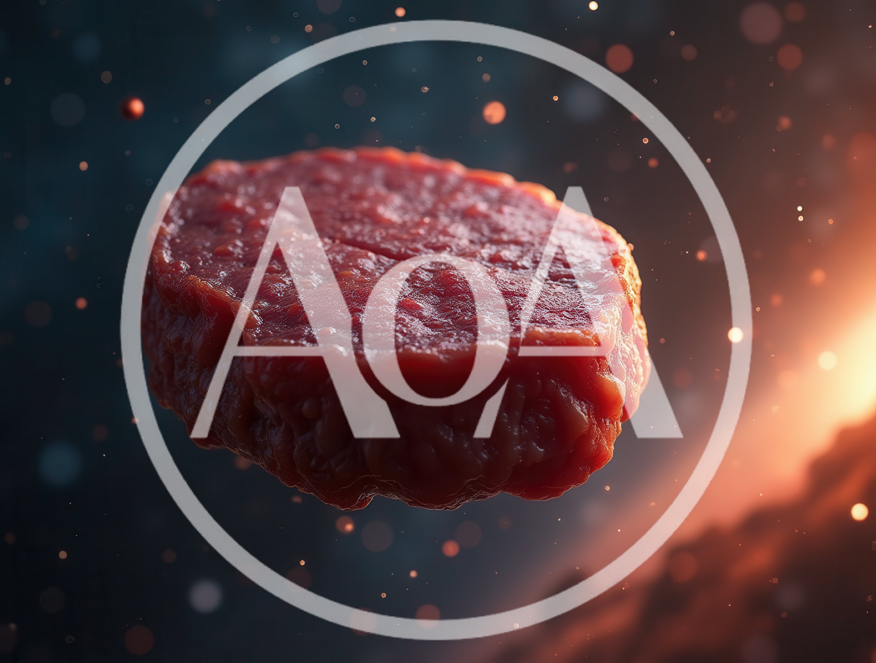 Raw Beef Burger Patty Floating in Space