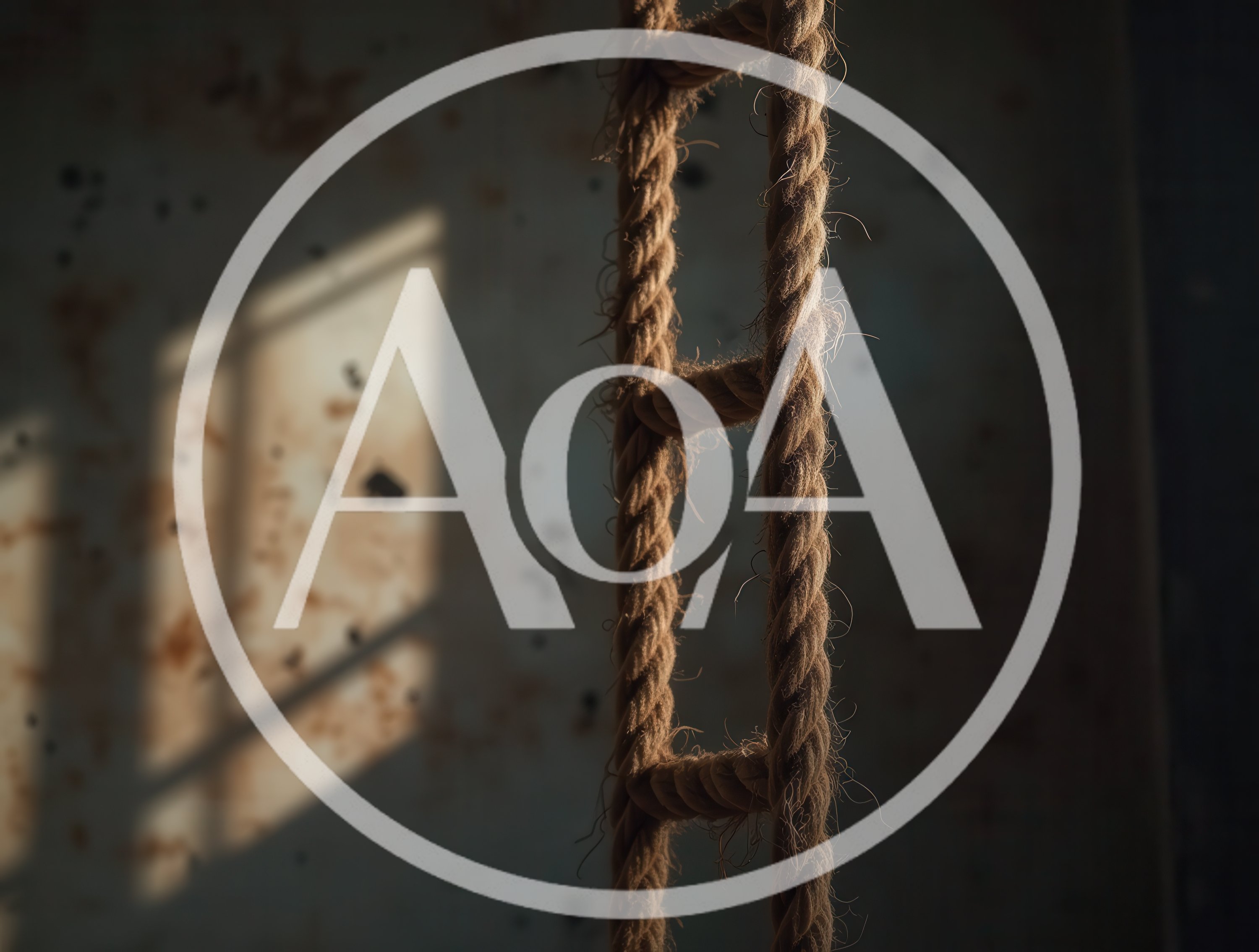 Rope Ladder Hanging Against A Textured Wall