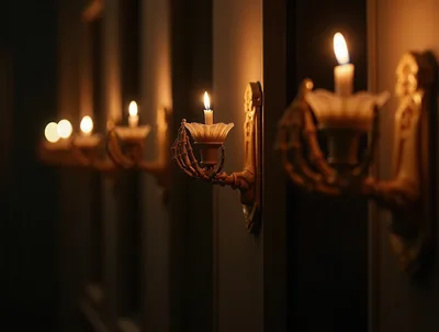 Gothic Skeleton Hand Wall Sconces With Lit Candles