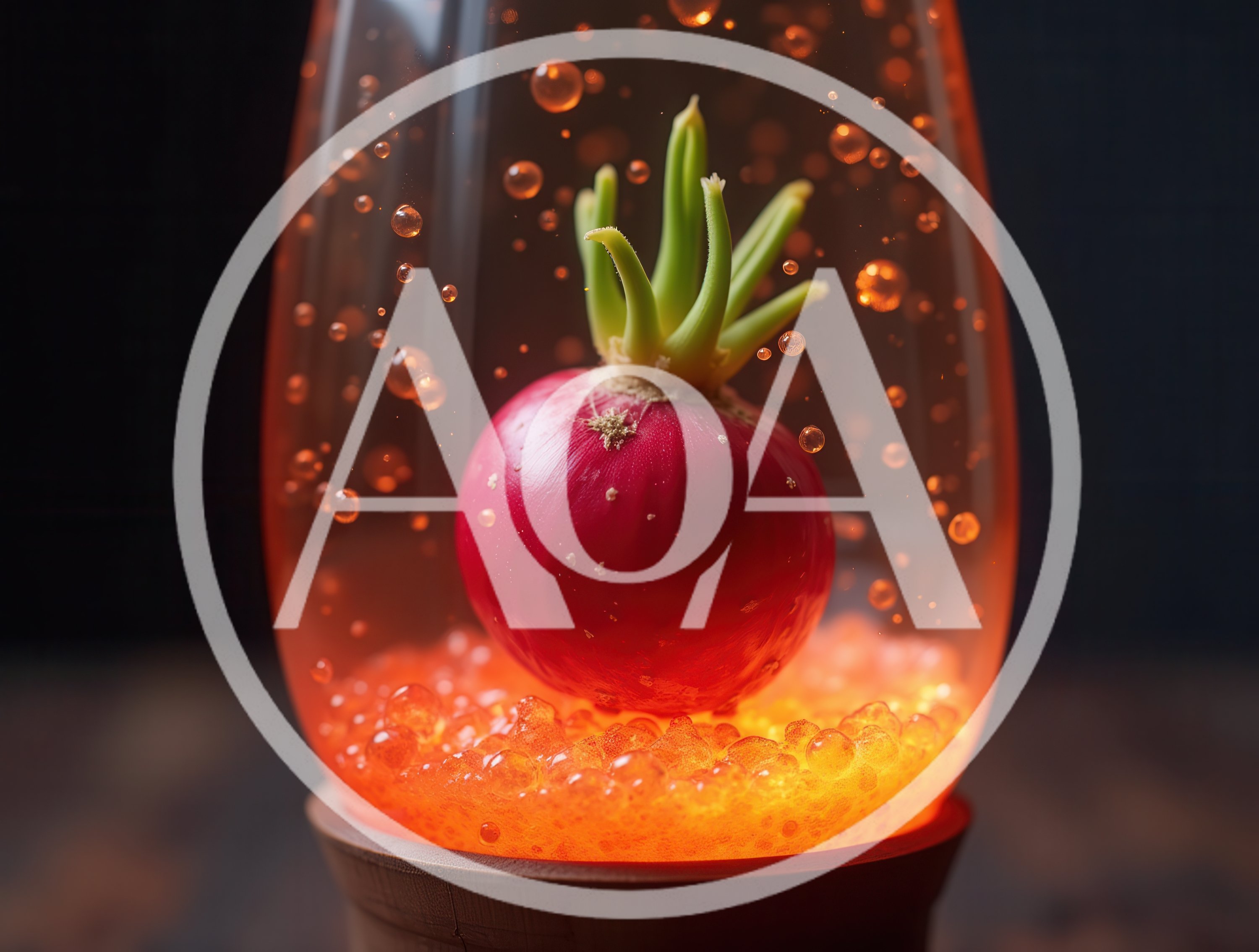 Radish Suspended Inside Glowing Orange Lava Lamp