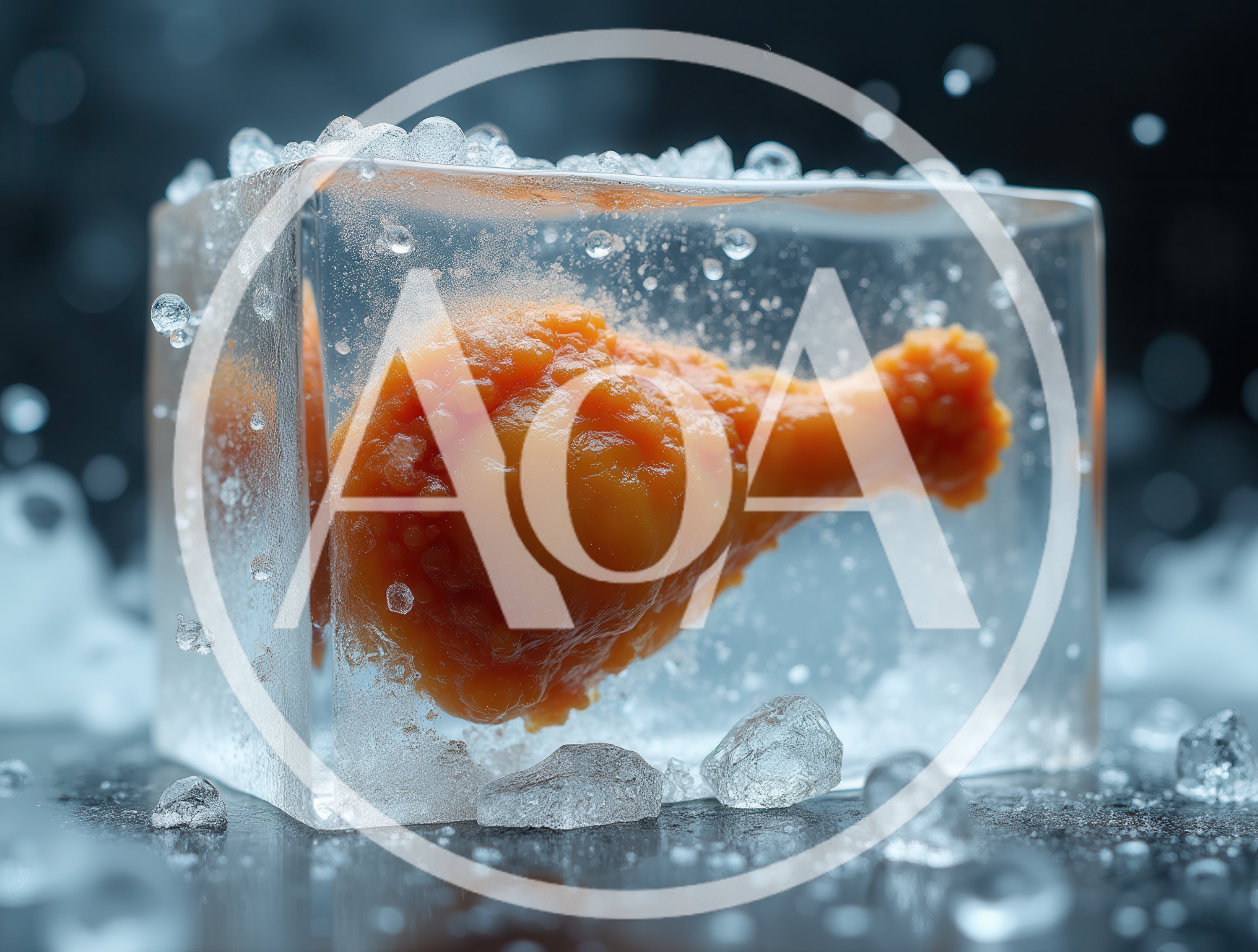Fried Chicken Drumstick Frozen Inside A Clear Ice Cube