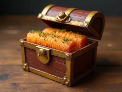 Treasure Chest Filled With Sliced Carrots