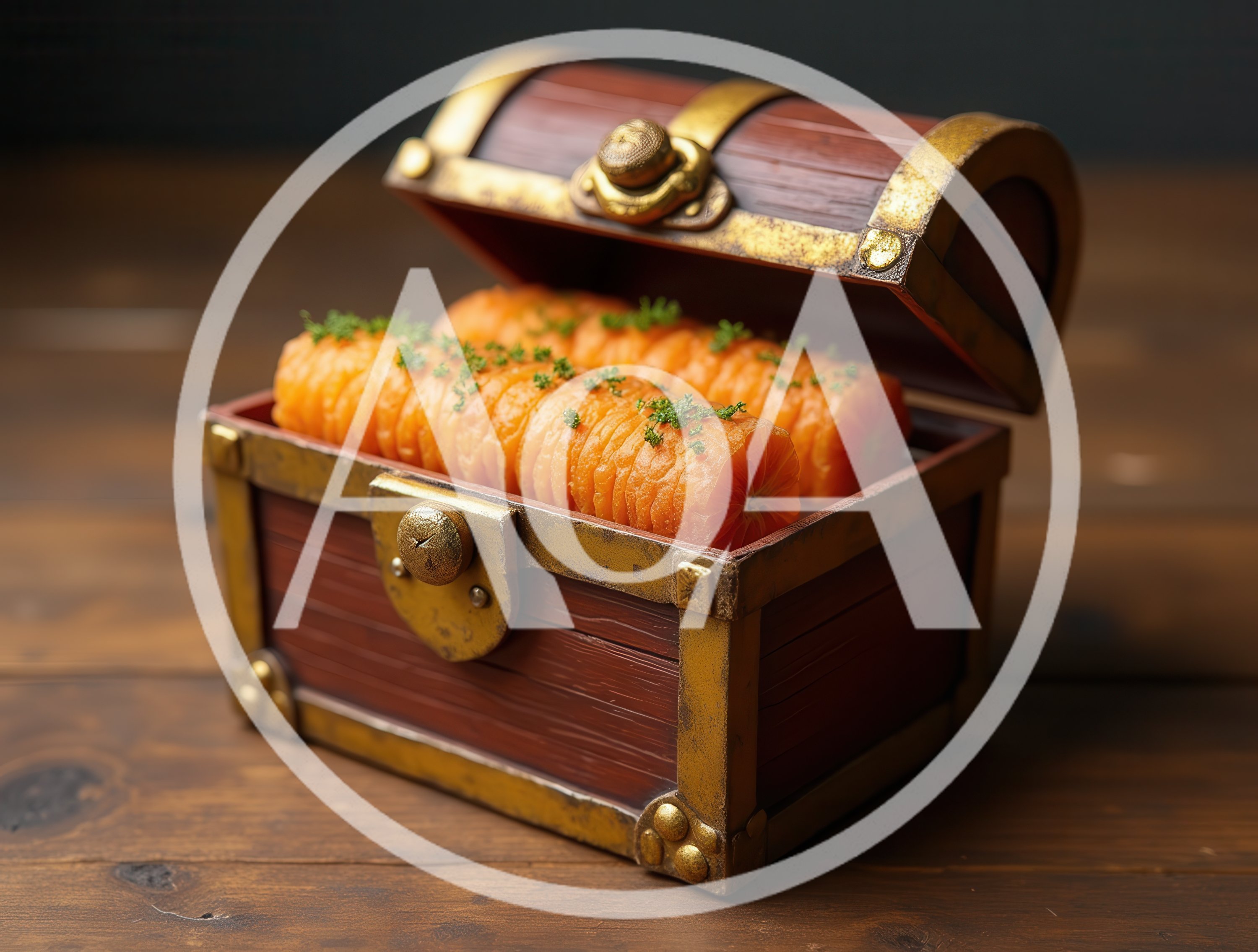Treasure Chest Filled With Sliced Carrots