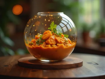 Gourmet Vegetable Stew Served In A Glass Bowl