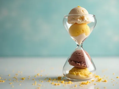 Ice Cream Scoops Inside A Glass Hourglass