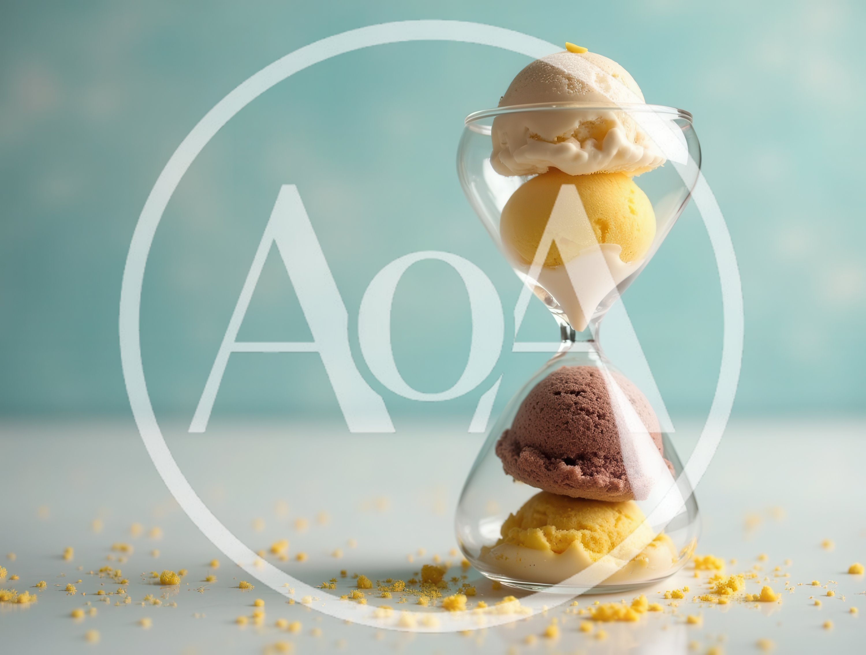 Ice Cream Scoops Inside A Glass Hourglass
