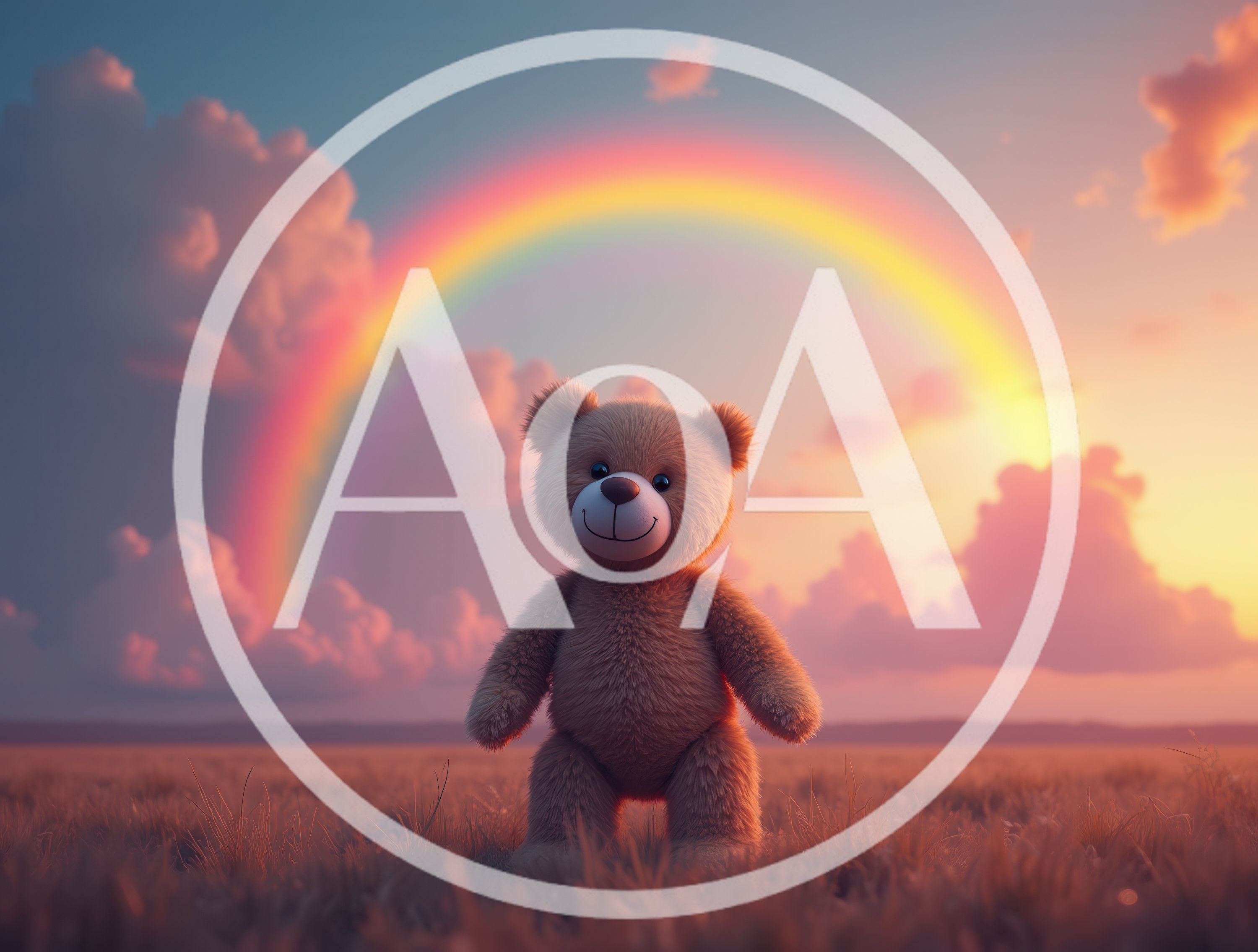 Cute Teddy Bear Standing In A Grassy Field