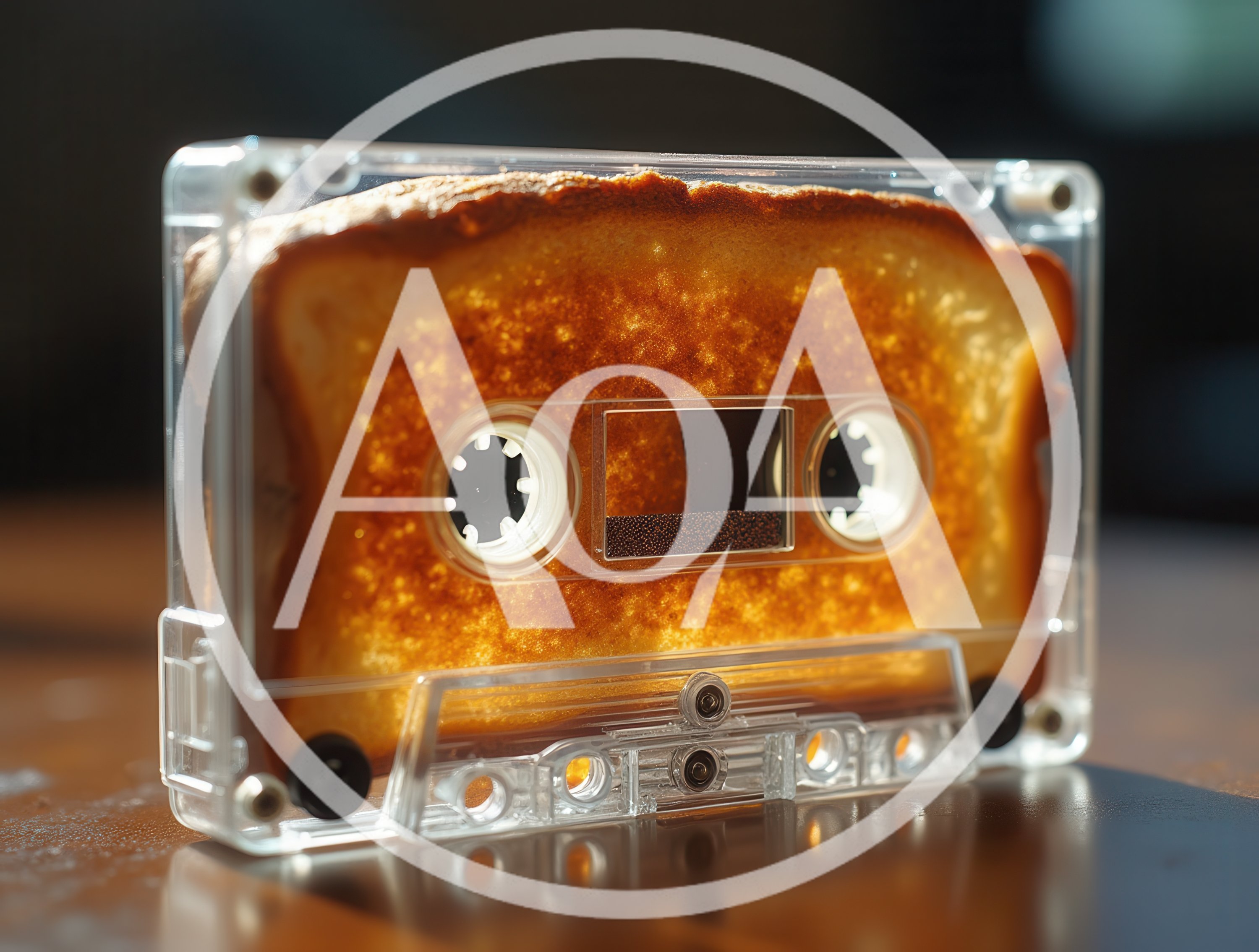Toasted Bread Slice Inside A Clear Cassette Tape Case
