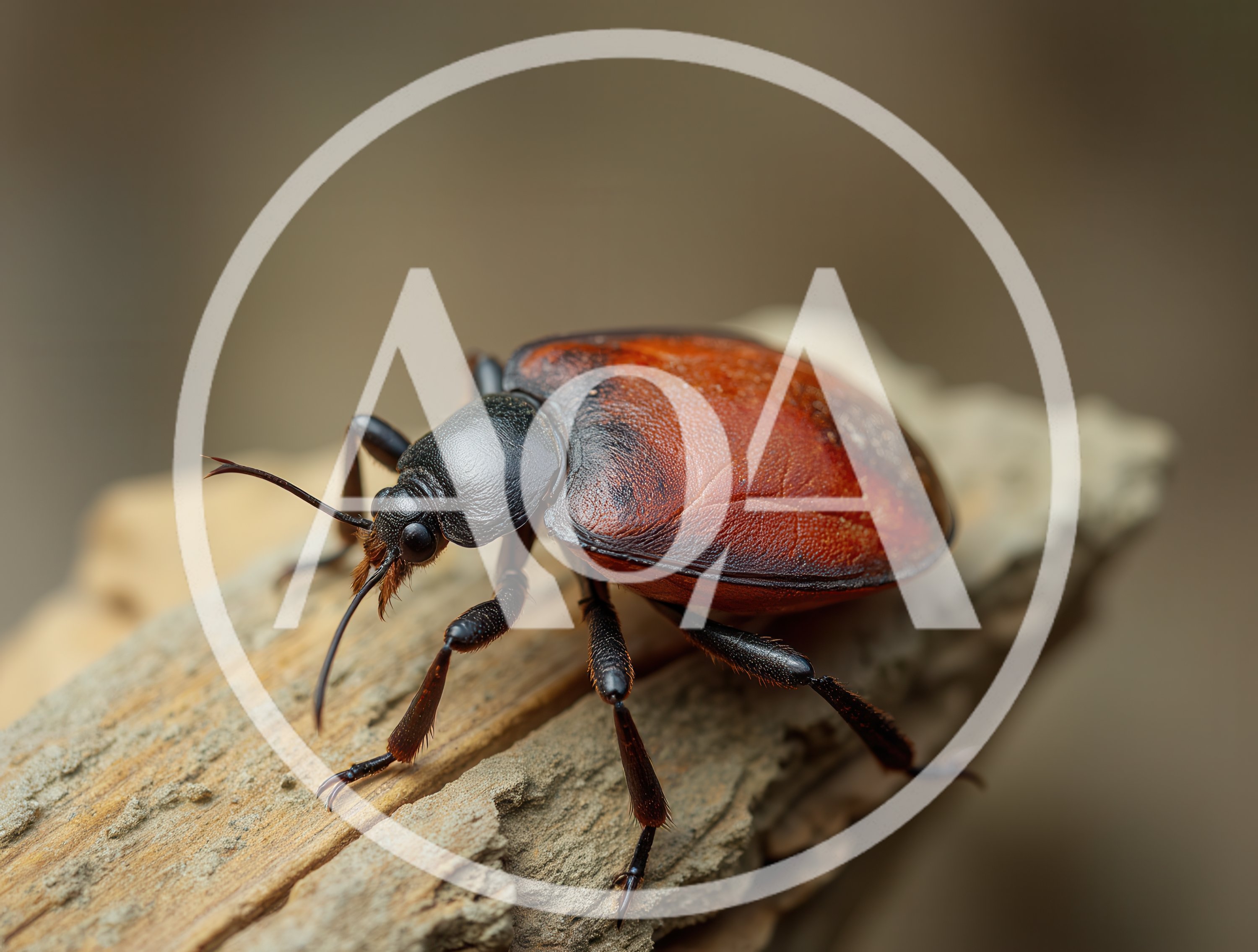 Macro Shot Of A Red Beetle On Wood