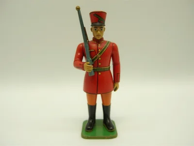 Vintage Tin Toy Soldier Standing With Rifle