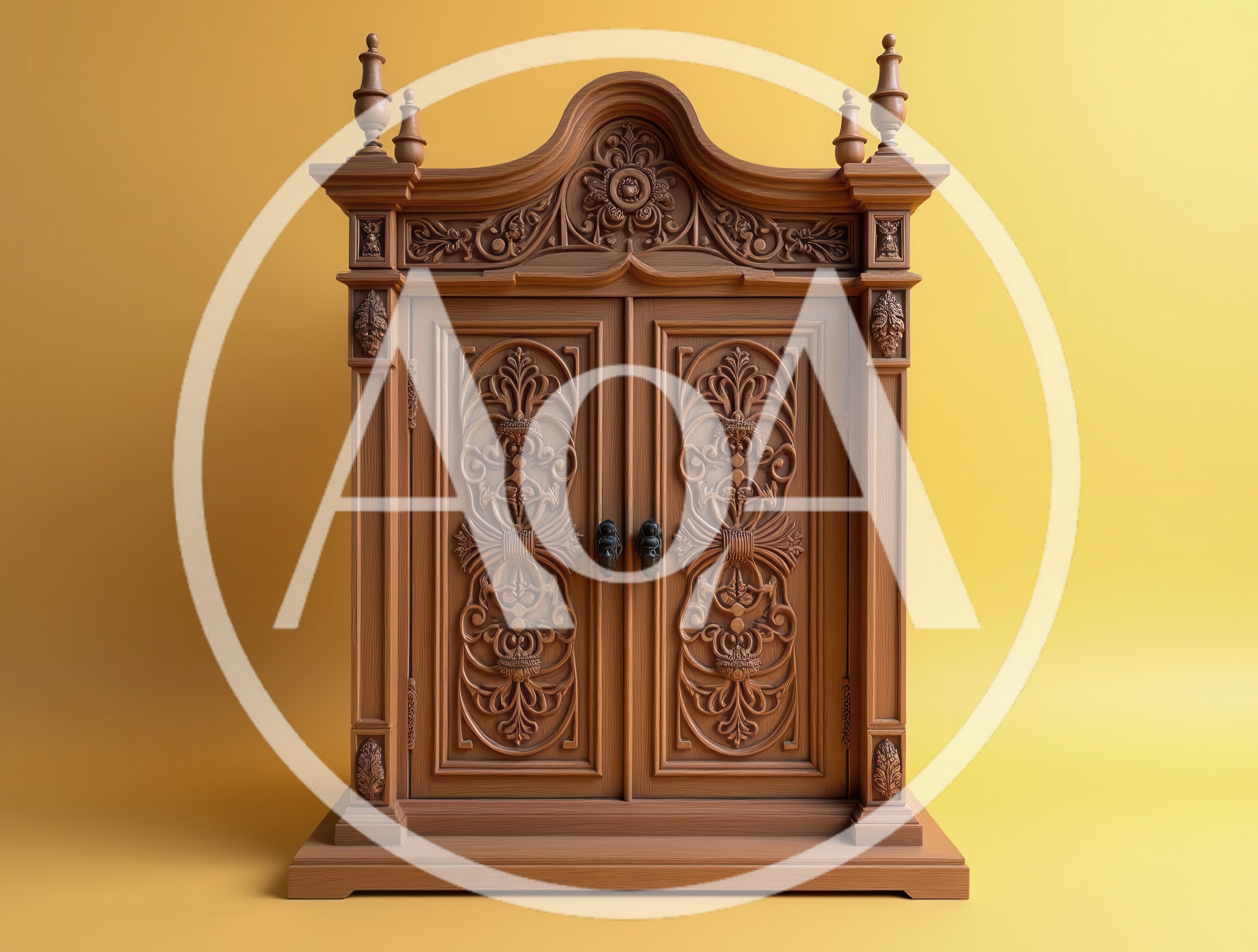 Ornate Wooden Cabinet With Intricate Carvings
