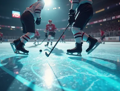 Professional Ice Hockey Players Competing In Arena