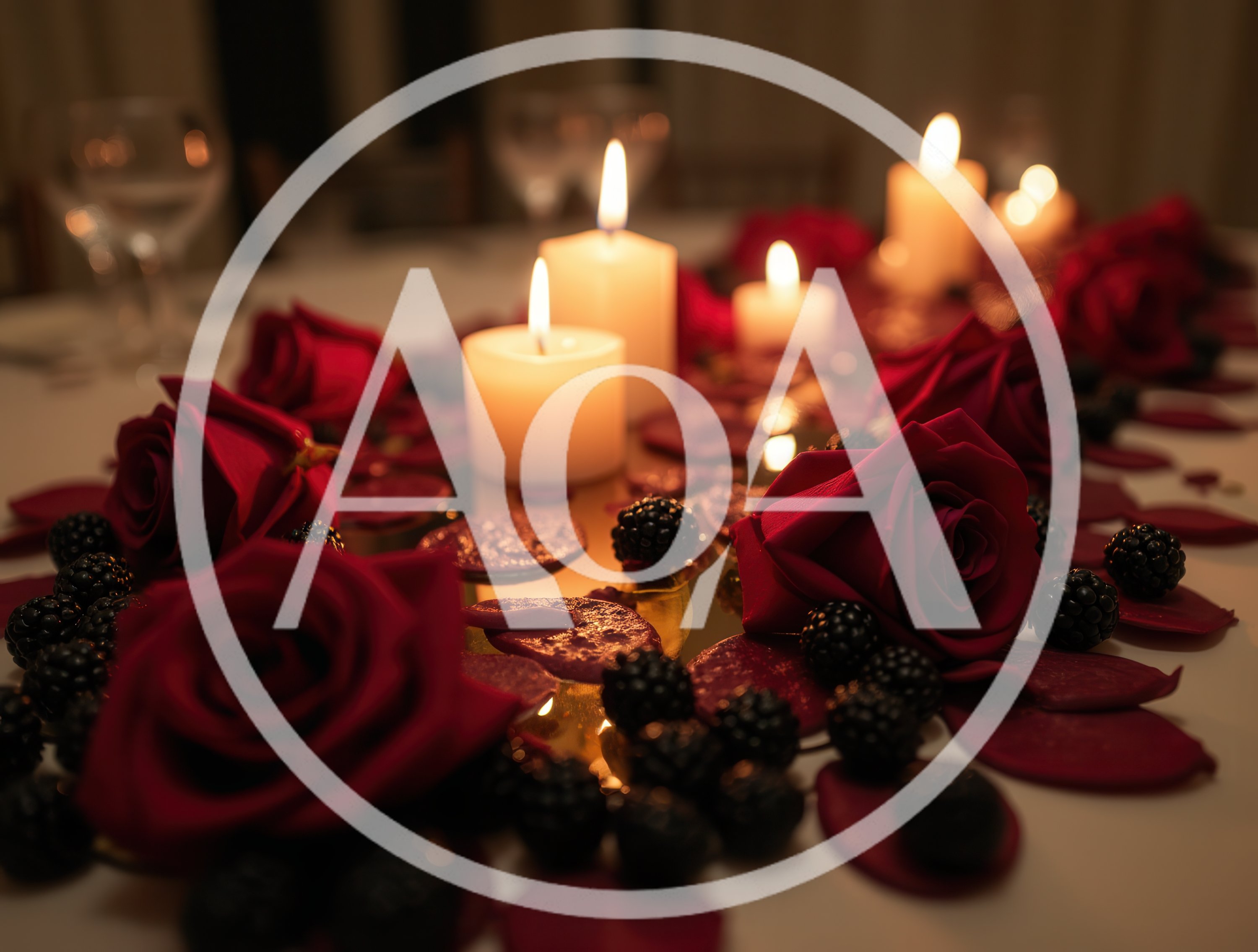 Romantic Table Centerpiece With Red Roses And Candles