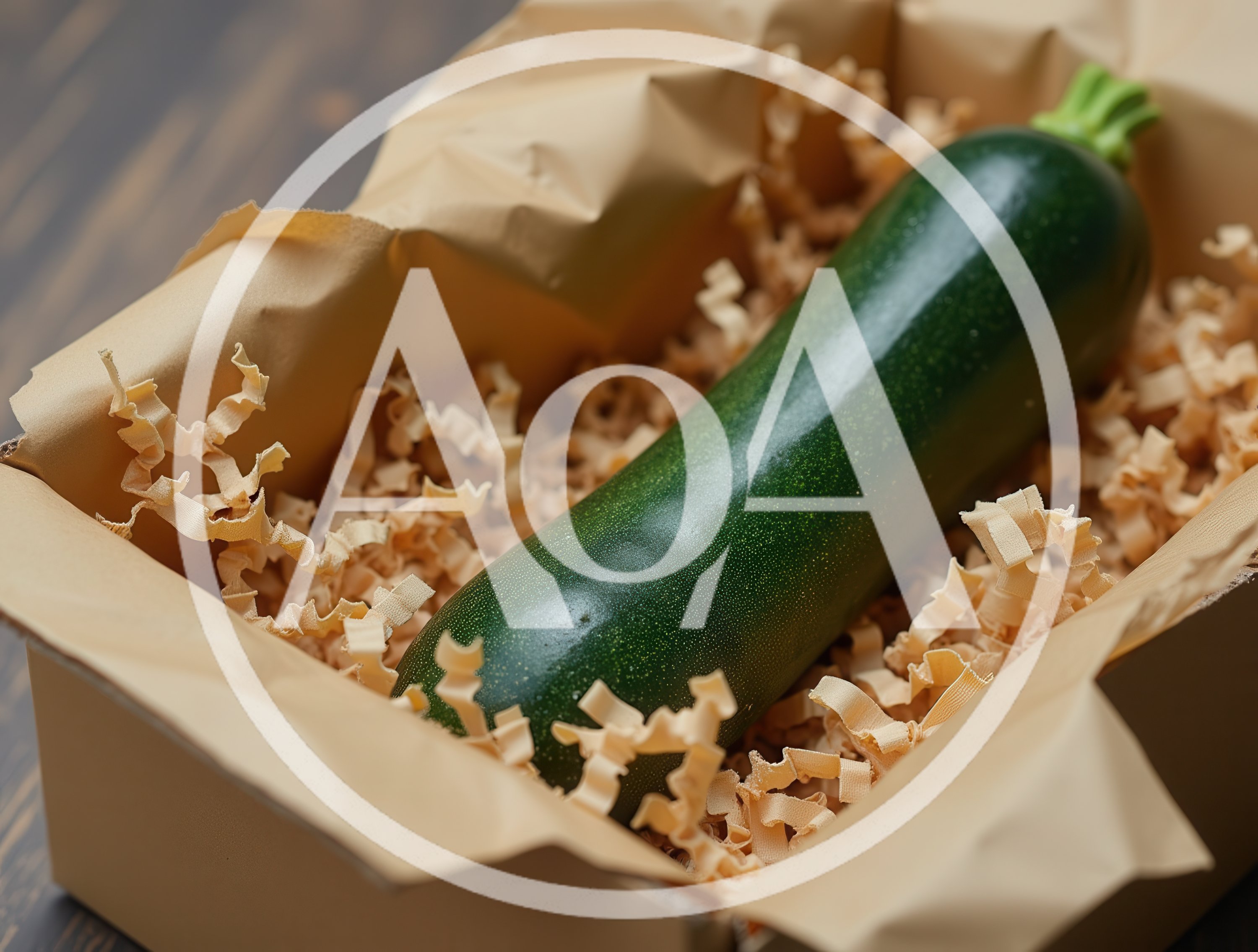 Fresh Zucchini Packed In A Cardboard Box