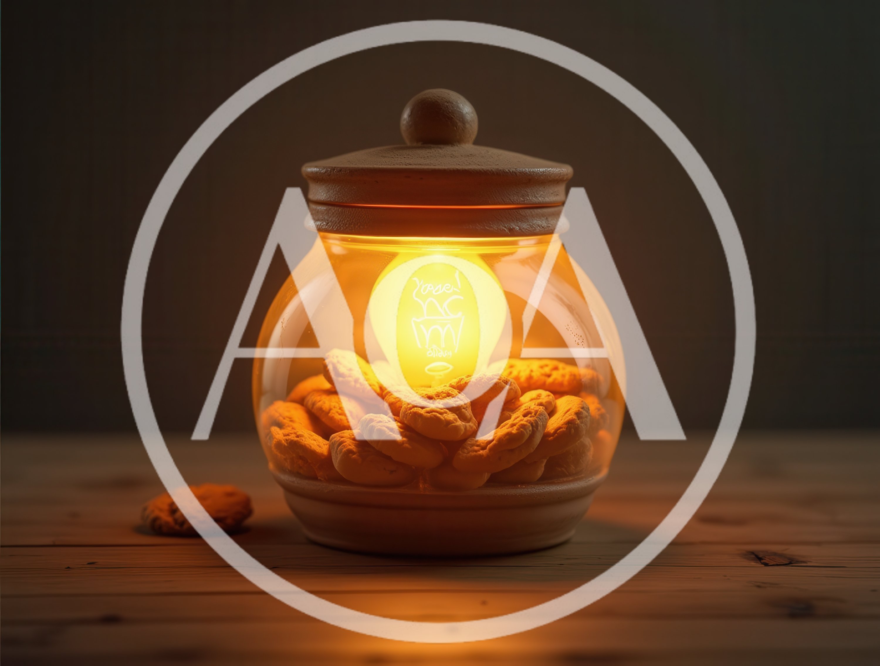 Glowing Light Bulb Inside A Glass Cookie Jar