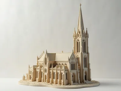 Detailed Architectural Model Of A Gothic Church