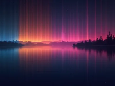 Vibrant Aurora Borealis Over A Calm Mountain Lake