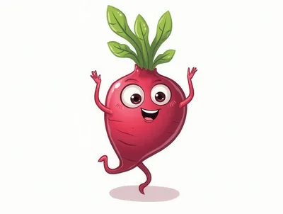 Happy Cartoon Beetroot Character Dancing