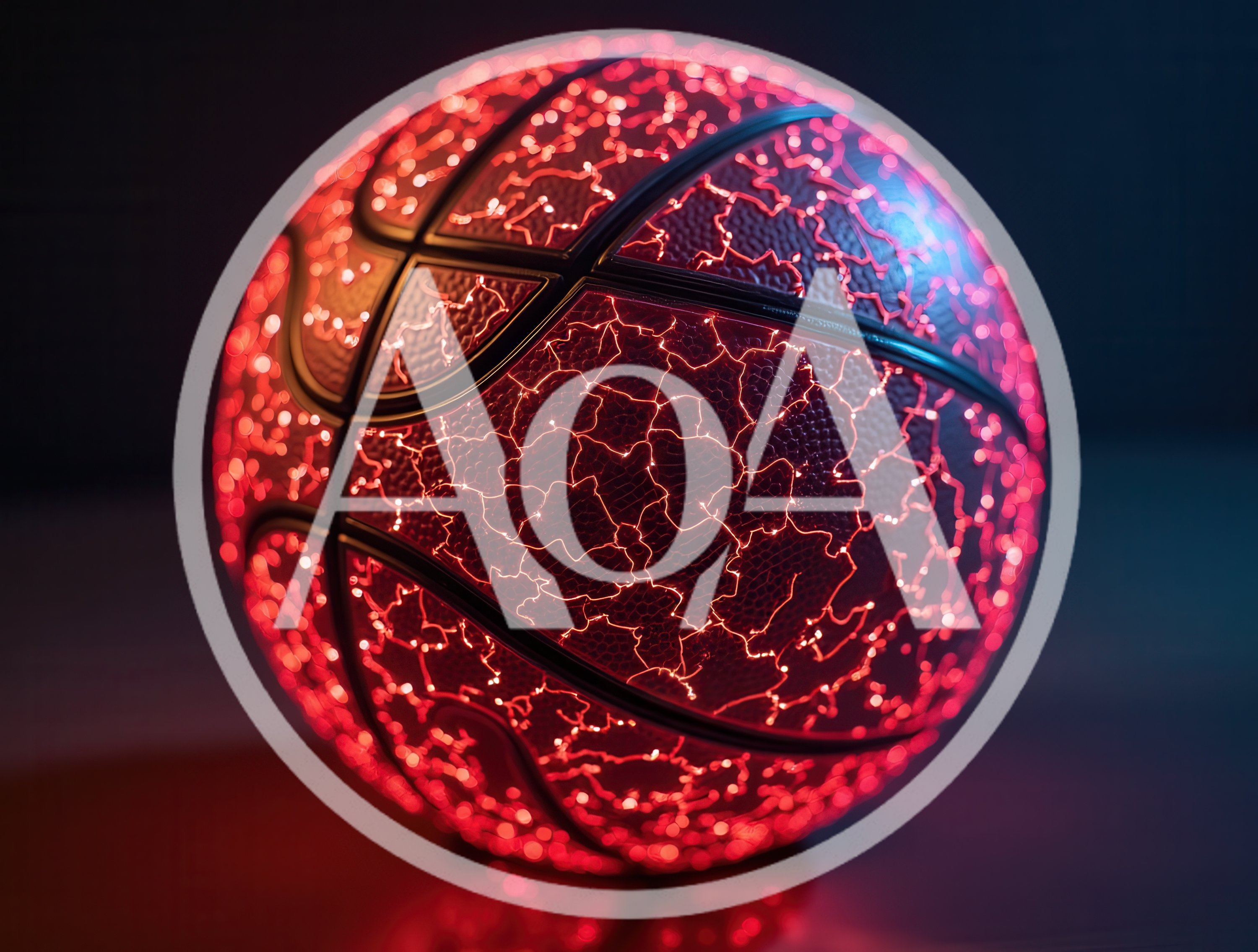 Glowing Red Cracked Texture Basketball Concept