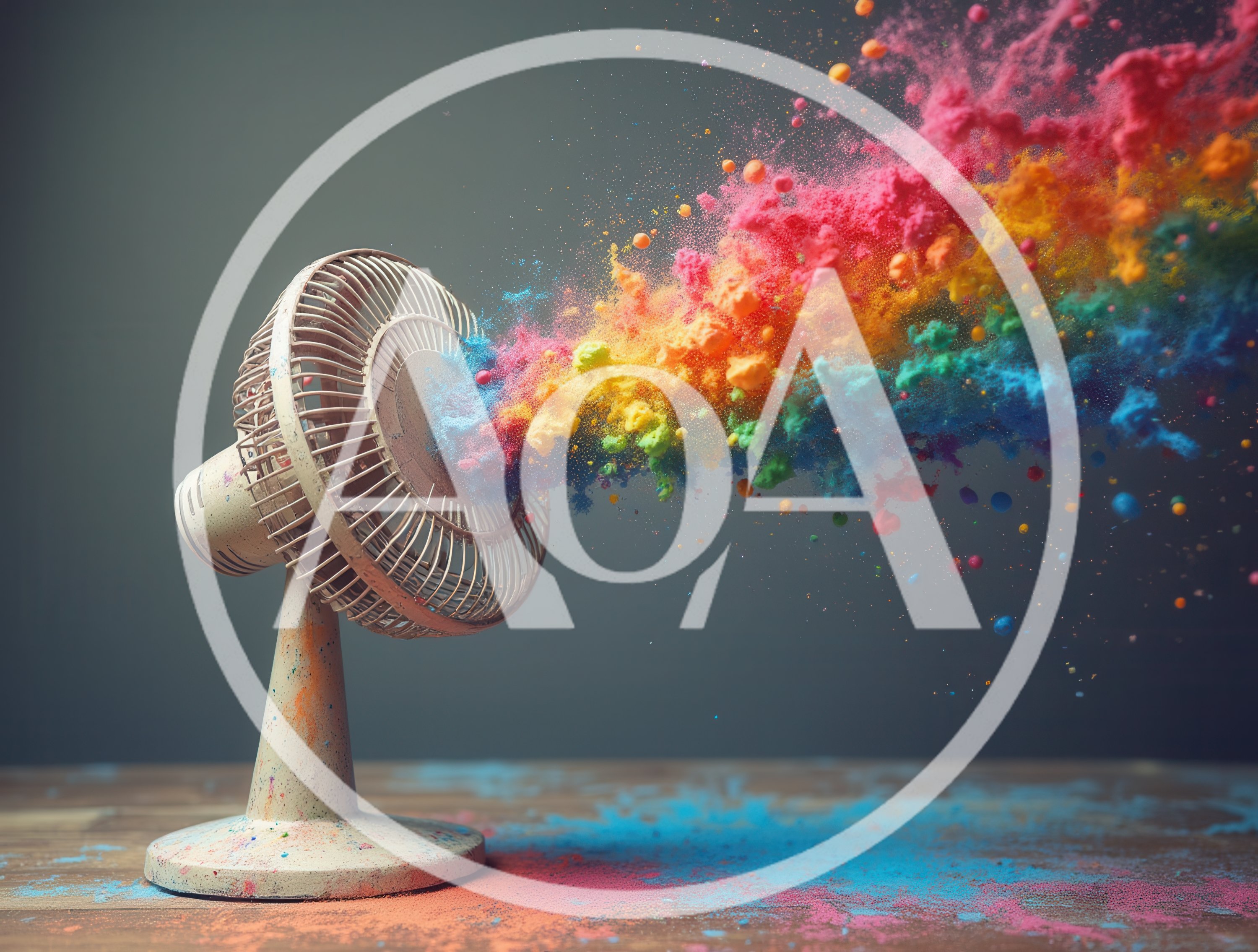 Electric Fan Blowing Vibrant Colored Powder