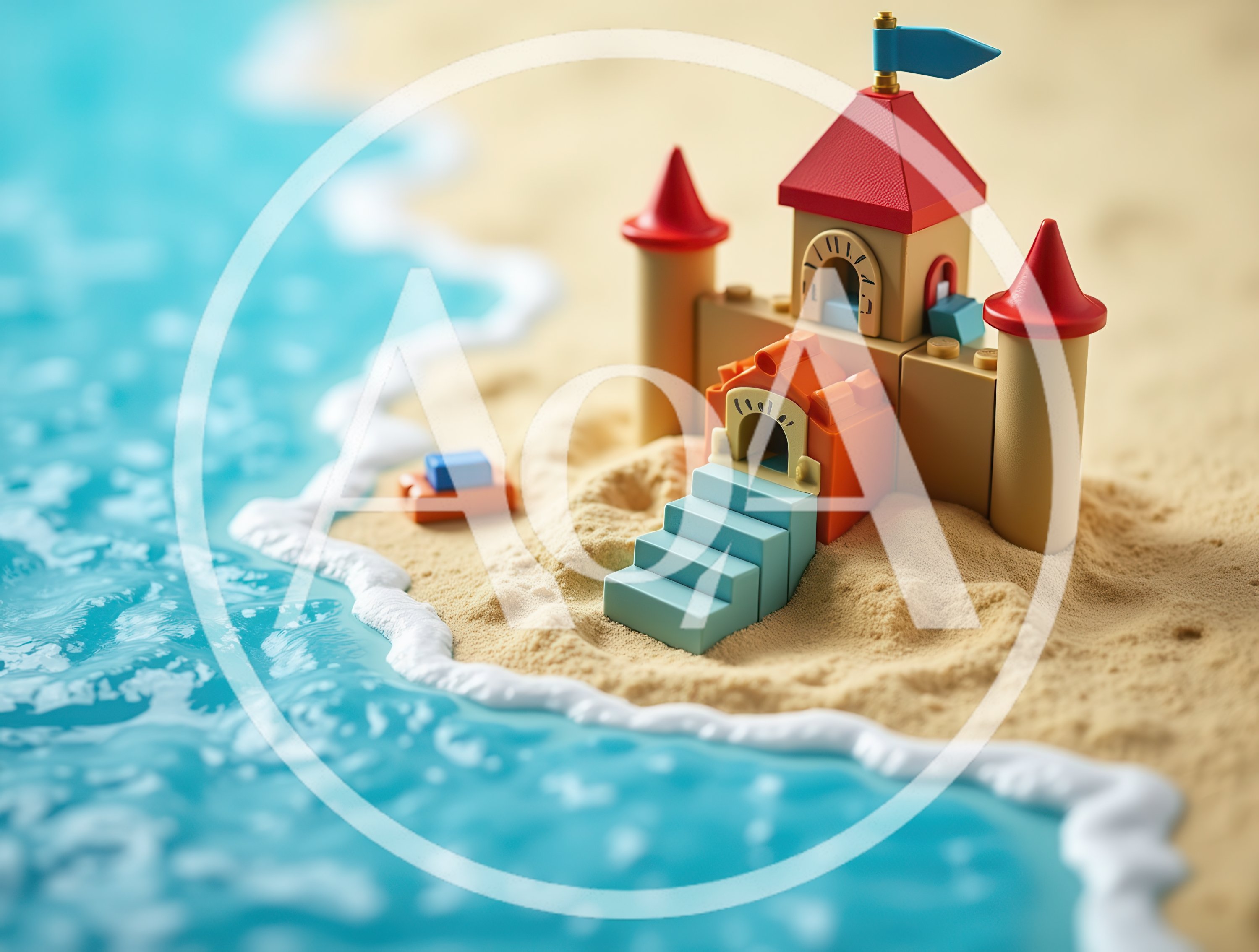 Miniature Toy Castle Built On A Sandy Beach