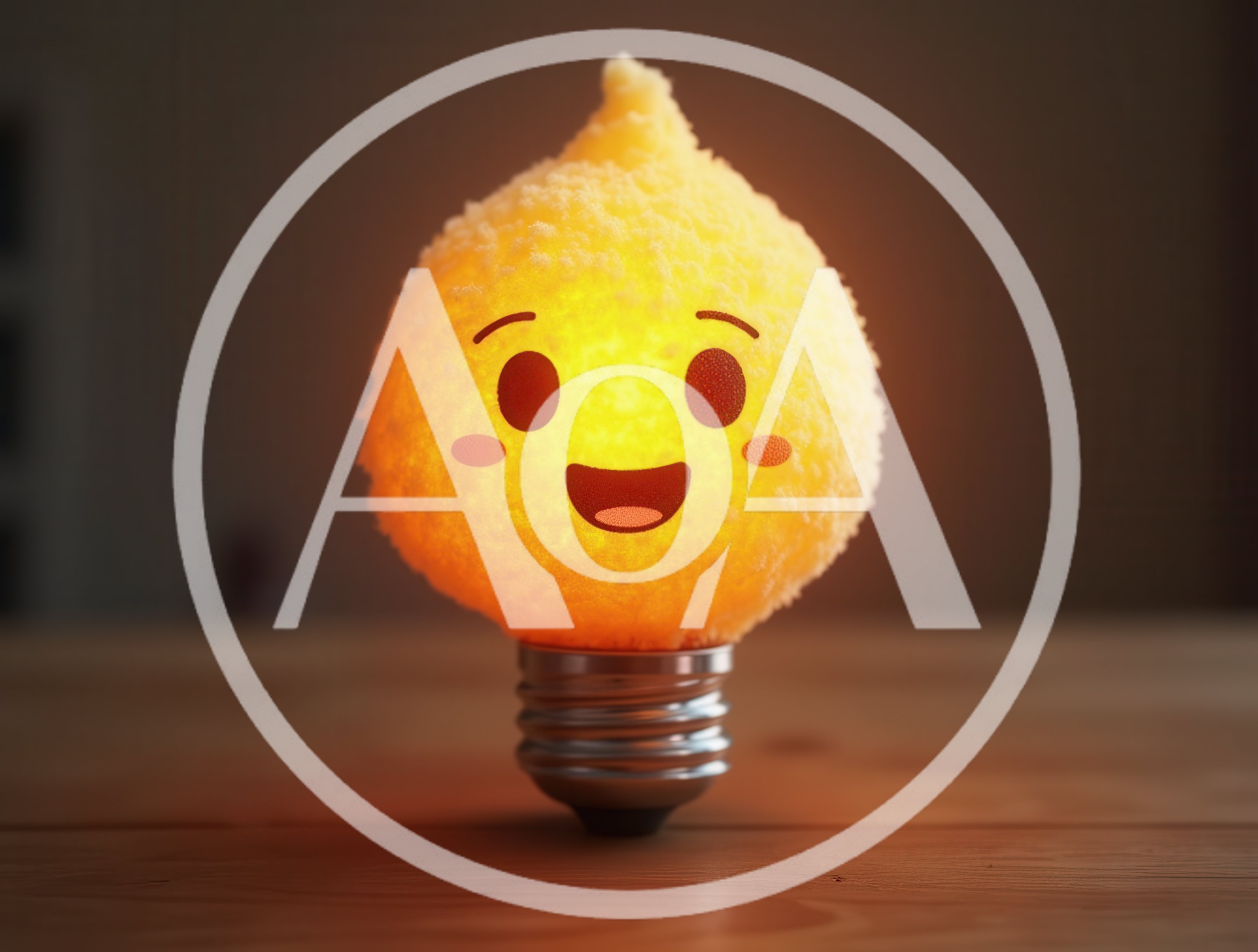 Glowing Light Bulb With A Cute Emoji Face