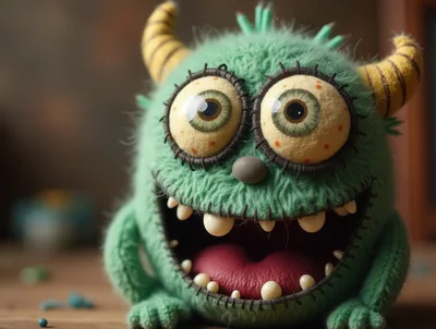 Cute Green Fuzzy Monster Plush Toy