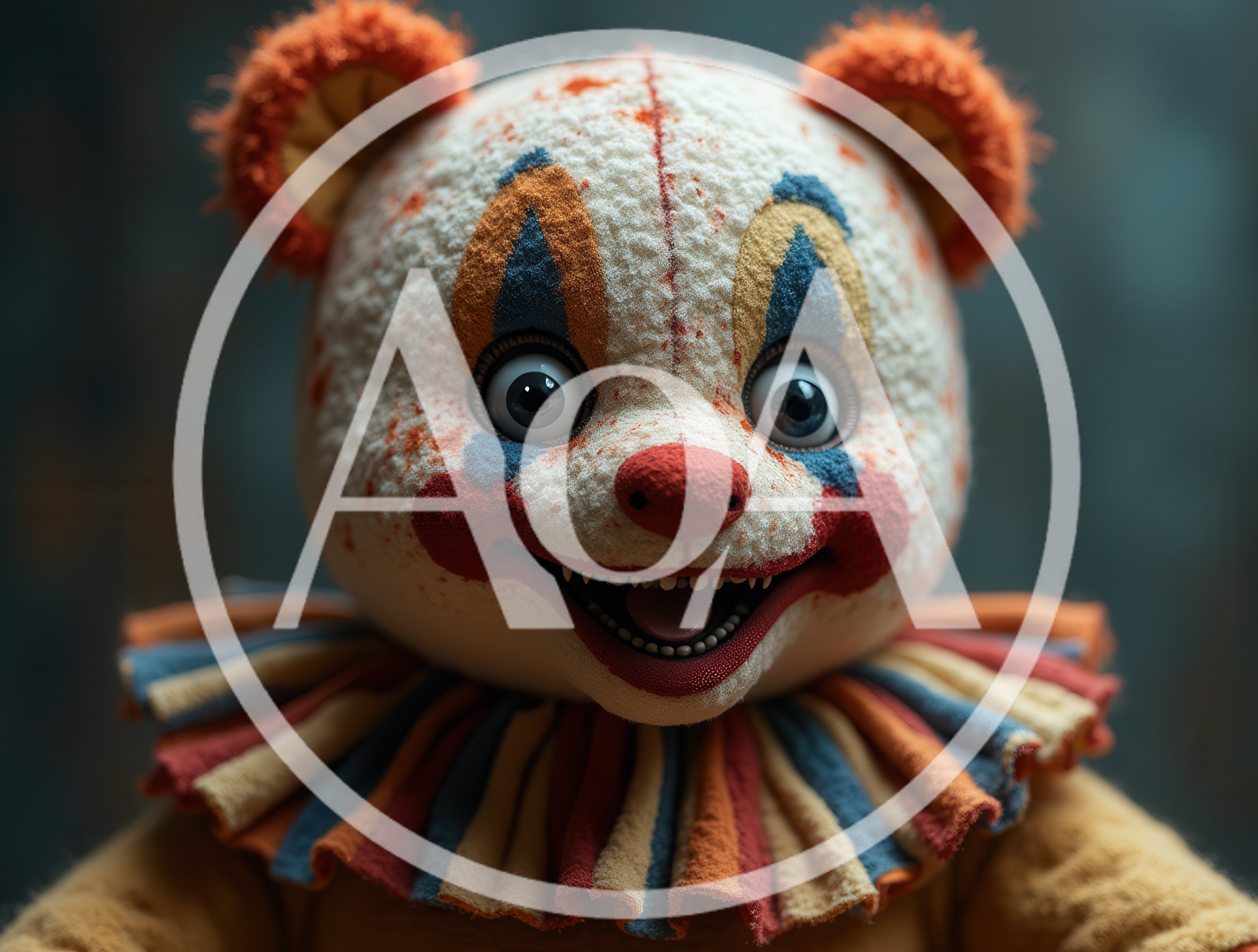 Creepy Clown Teddy Bear With Scary Expression