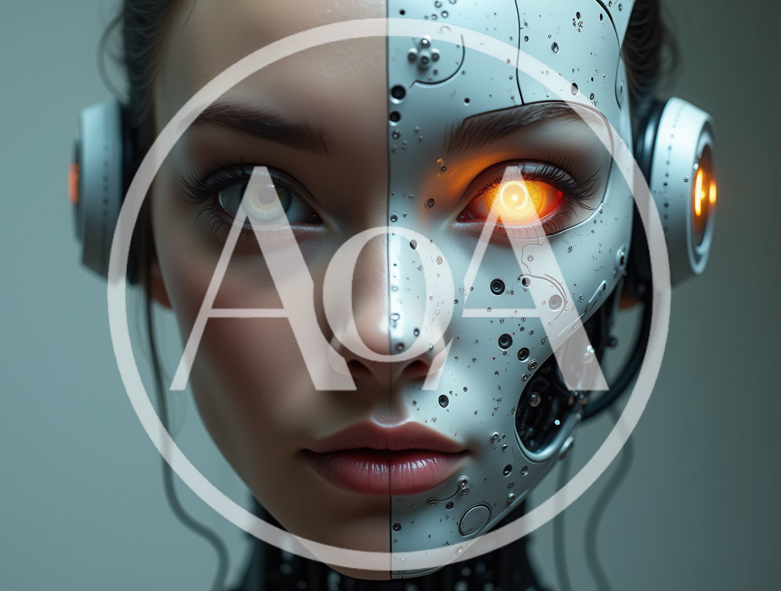 Cyborg Woman With Half Human And Half Robotic Face