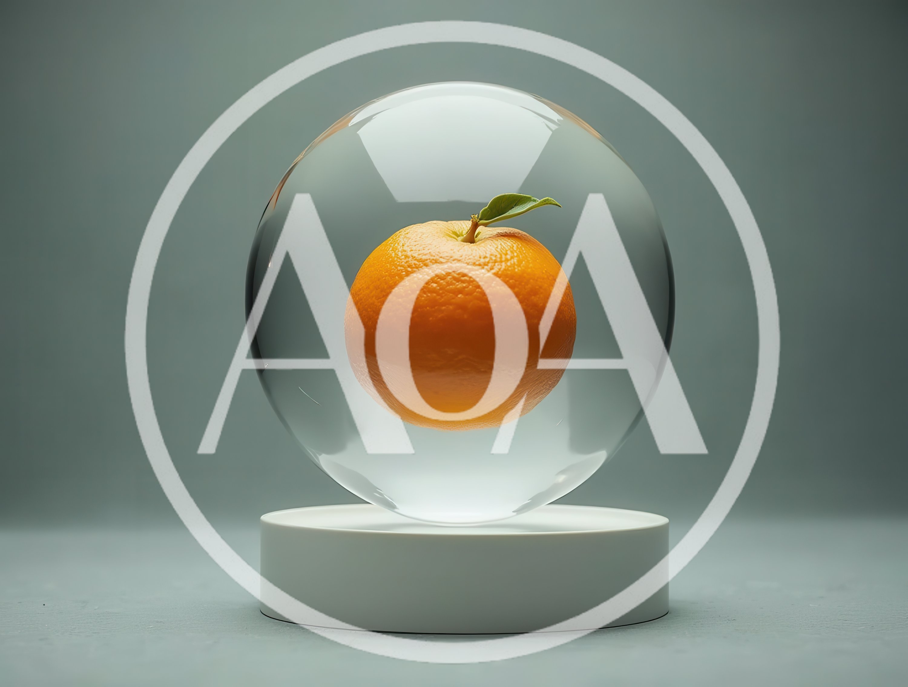 Orange Fruit Suspended Inside A Glass Sphere