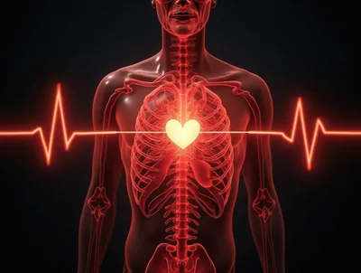 Human Anatomy Heartbeat Visualization With EKG Line