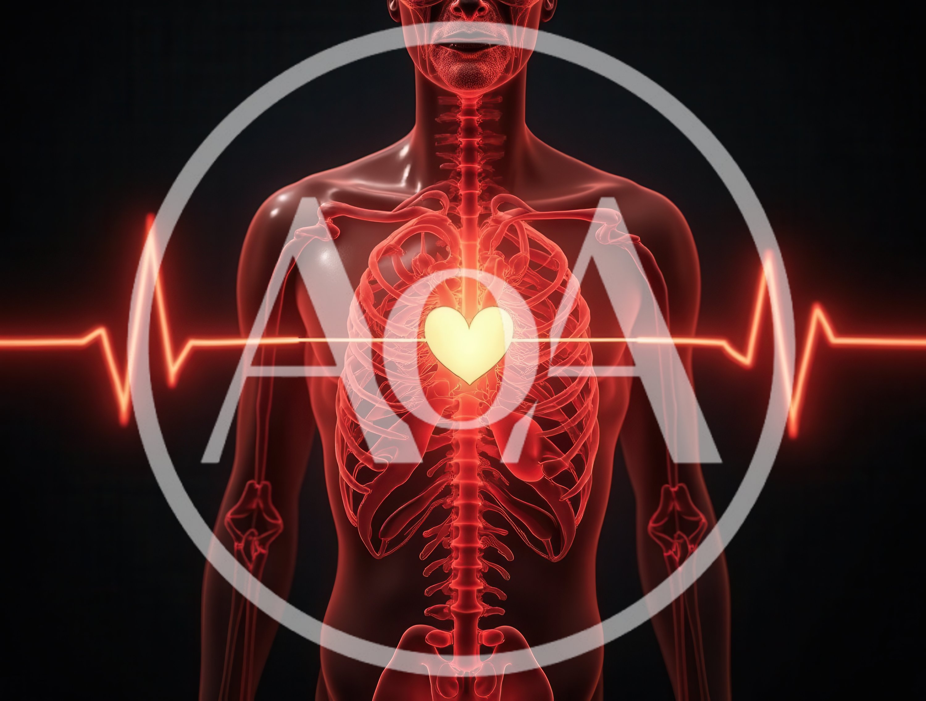 Human Anatomy Heartbeat Visualization With EKG Line