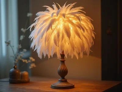Elegant Feather Table Lamp With Warm Glow