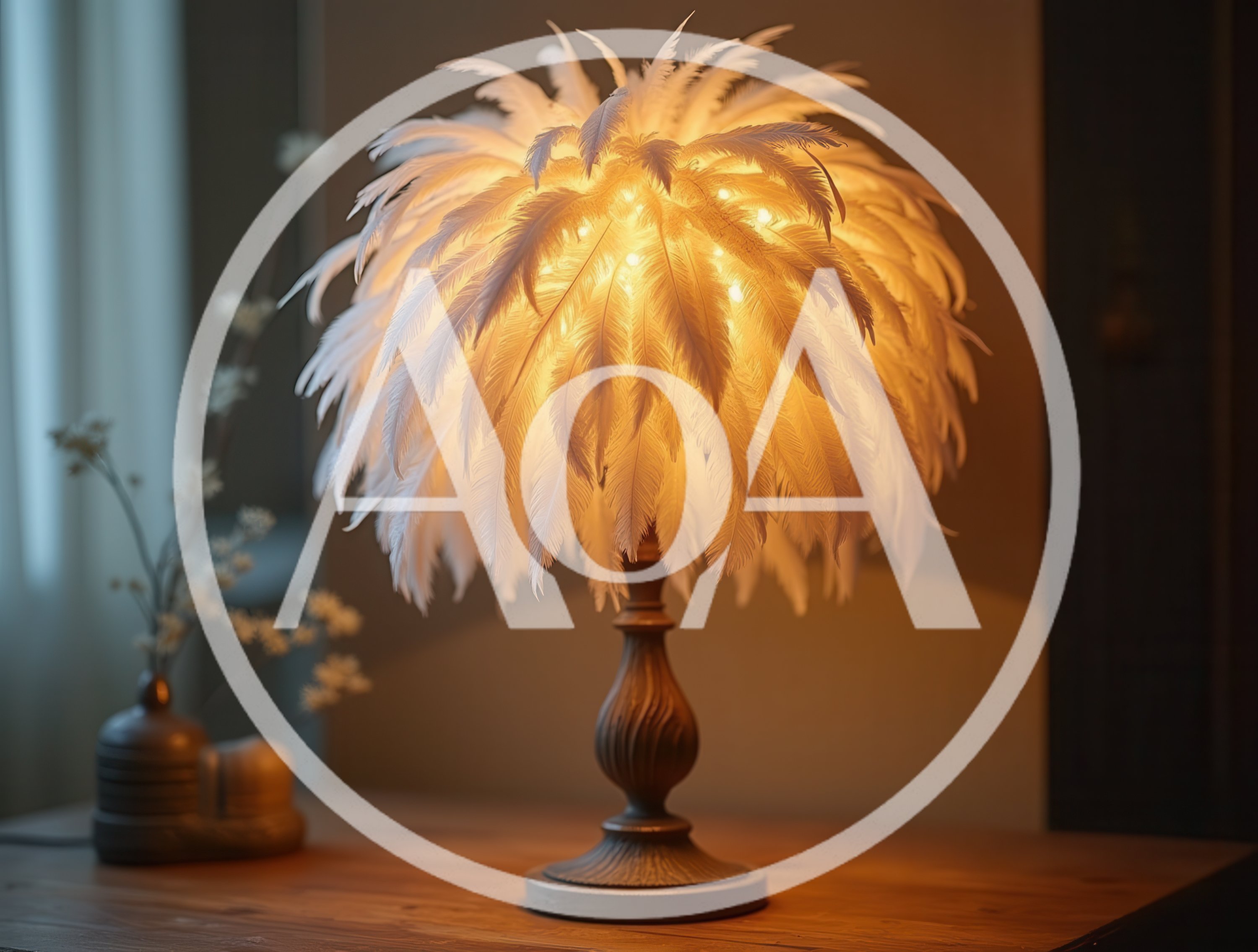 Elegant Feather Table Lamp With Warm Glow