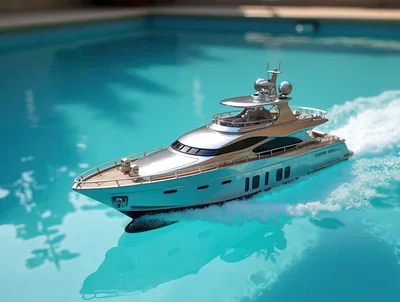Remote Controlled Luxury Yacht Sailing In Swimming Pool