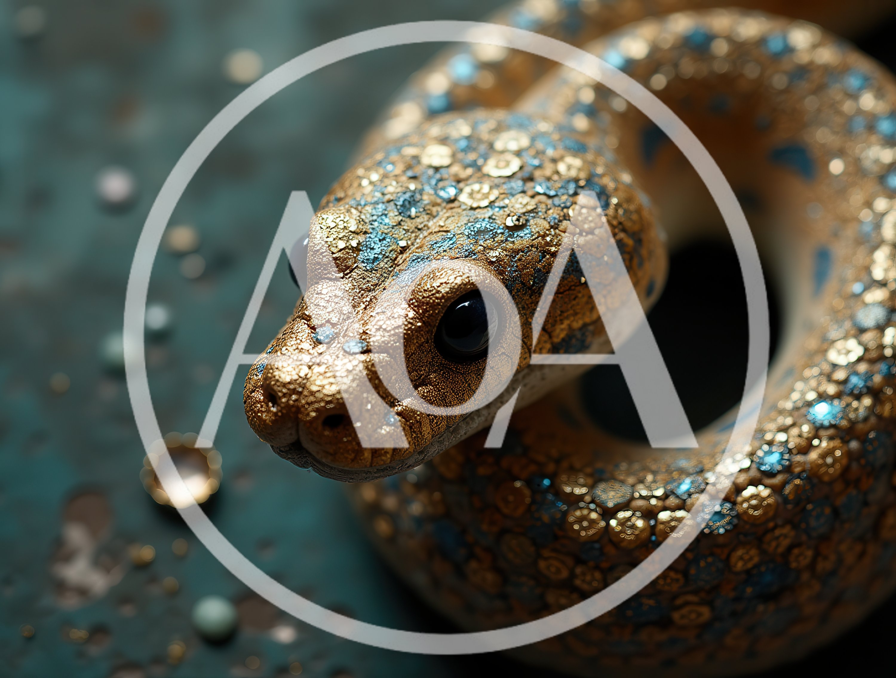 Close Up Of A Decorative Golden Snake Sculpture