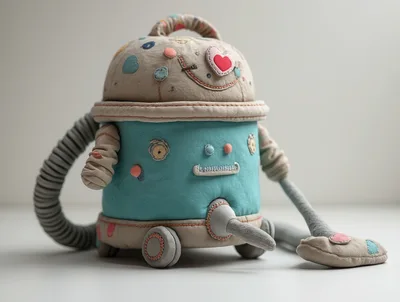 Plush Fabric Toy Vacuum Cleaner Robot