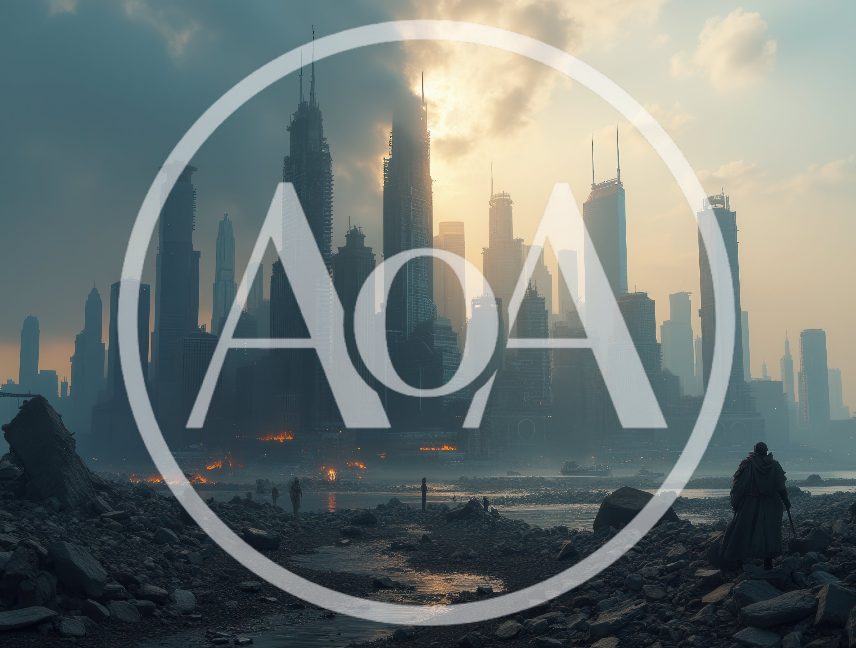 Post Apocalyptic Cityscape With Lone Survivor